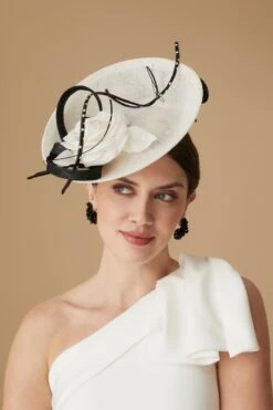 Assam White And Black Saucer Hat -Lock and Co. Hatters Store ASSAM WHITE AND BLACK SAUCER HAT 2