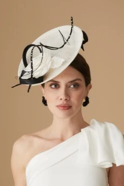 Assam White And Black Saucer Hat -Lock and Co. Hatters Store ASSAM WHITE AND BLACK SAUCER HAT 3