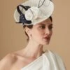 Assam White And Navy Saucer Hat