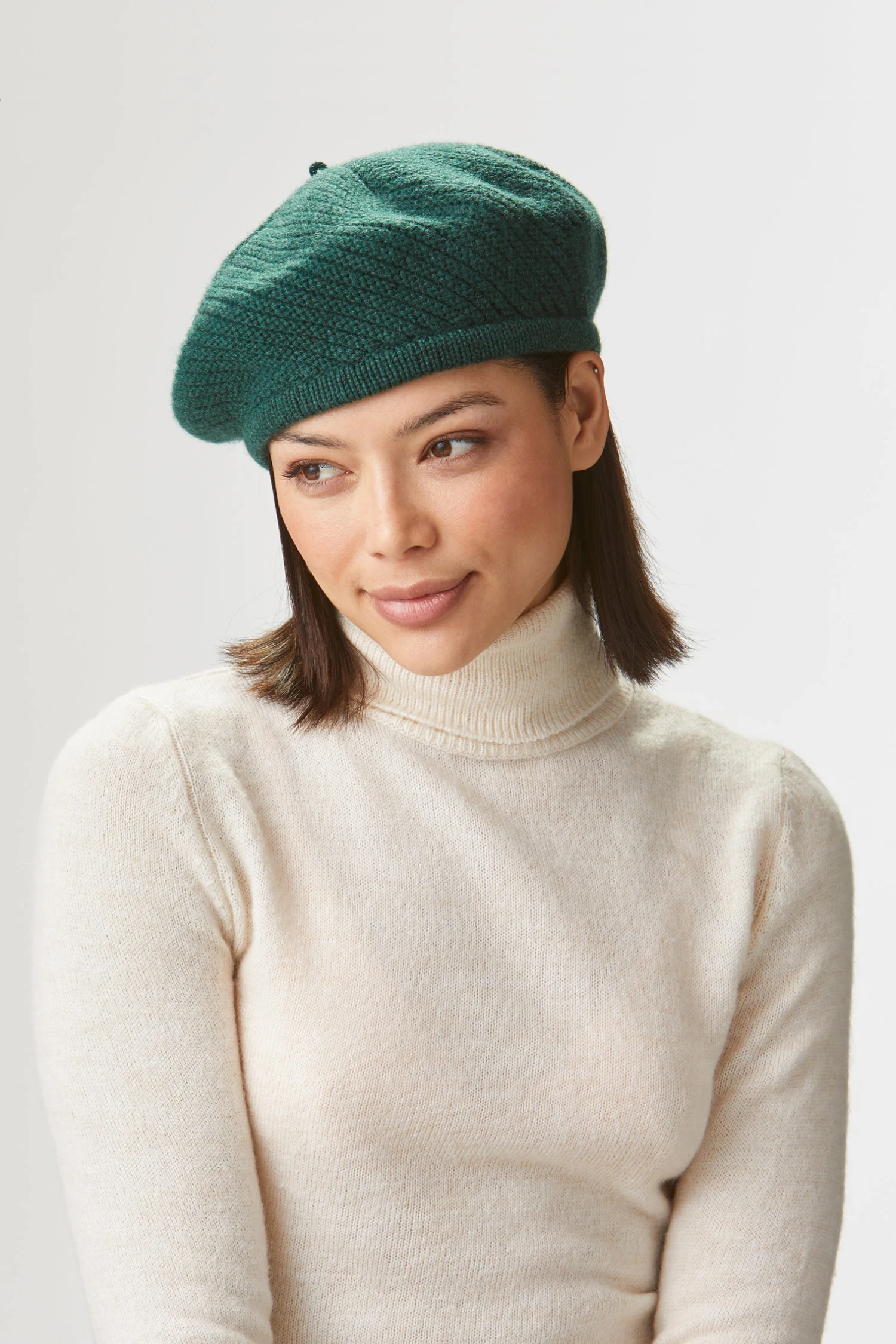 Green Knitted Cashmere Beret 1 Green Knitted Cashmere Beret