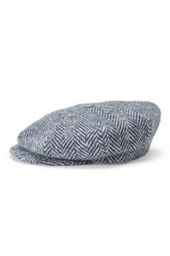 Muirfield Herringbone Bakerboy Cap 12 Muirfield Herringbone Bakerboy Cap -Lock and Co. Hatters Store MUIRFIELD HERRINGBONE BAKERBOY CAP BLUE Product Shot 3
