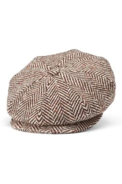Muirfield Herringbone Bakerboy Cap 13 Muirfield Herringbone Bakerboy Cap -Lock and Co. Hatters Store MUIRFIELD HERRINGBONE BAKERBOY CAP BROWN Product Shot 1
