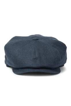 Tremelo Linen Navy Check Bakerboy Cap -Lock and Co. Hatters Store TREMELO LINEN NAVY CHECK BAKERBOY CAP Product Shot 2