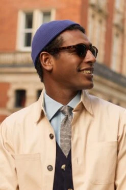 Woody Mini Fisherman Blue Beanie -Lock and Co. Hatters Store WOODY MINI FISHERMAN BLUE BEANIE 3